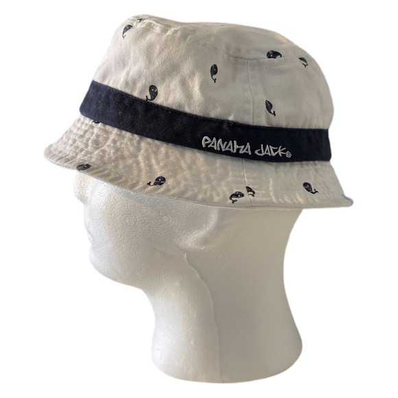 Panama Jack Child Youth Hat White Blue Whale 4-6X Vacation Swim Hat 100% Cotton - Picture 5 of 7